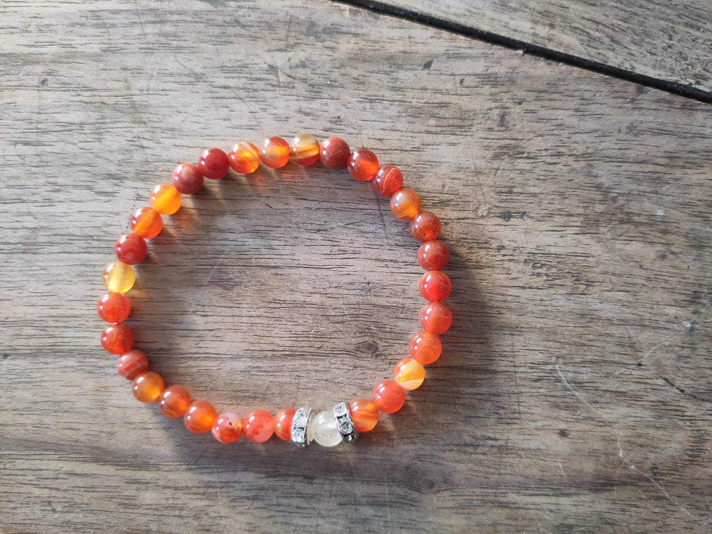 Bracelet - Cornaline + 1 perle Citrine