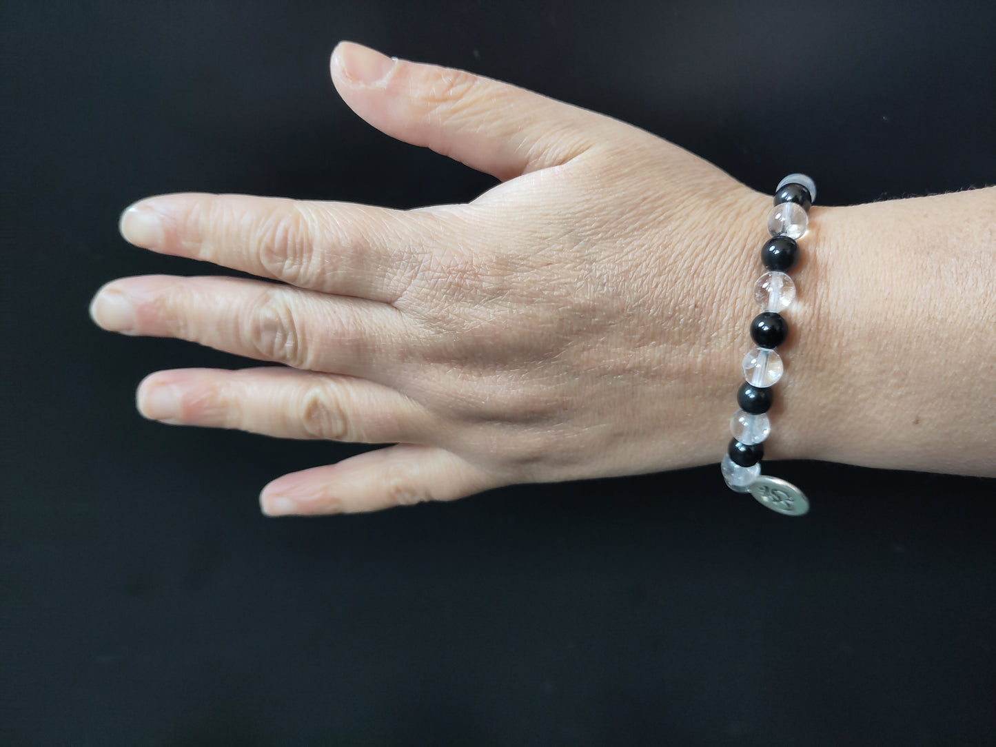 Obsidienne noire et cristal de roche