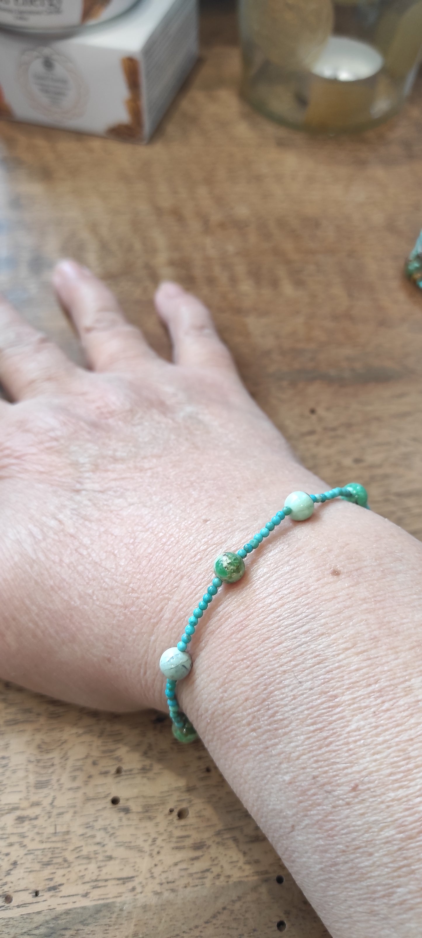 Bracelet en Turquoise d'Arizona et Variscite