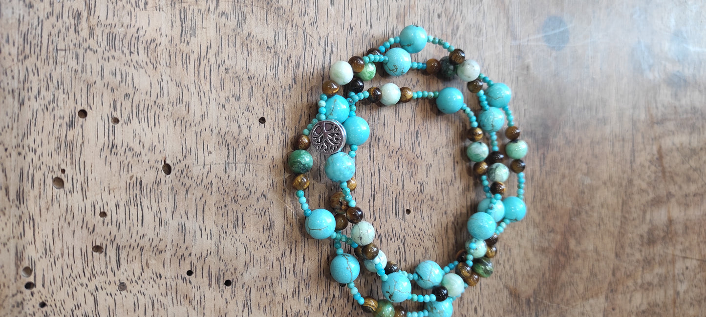 Bracelet Turquoise d'Arizona Variscite Oeil de tigré et Turquenite