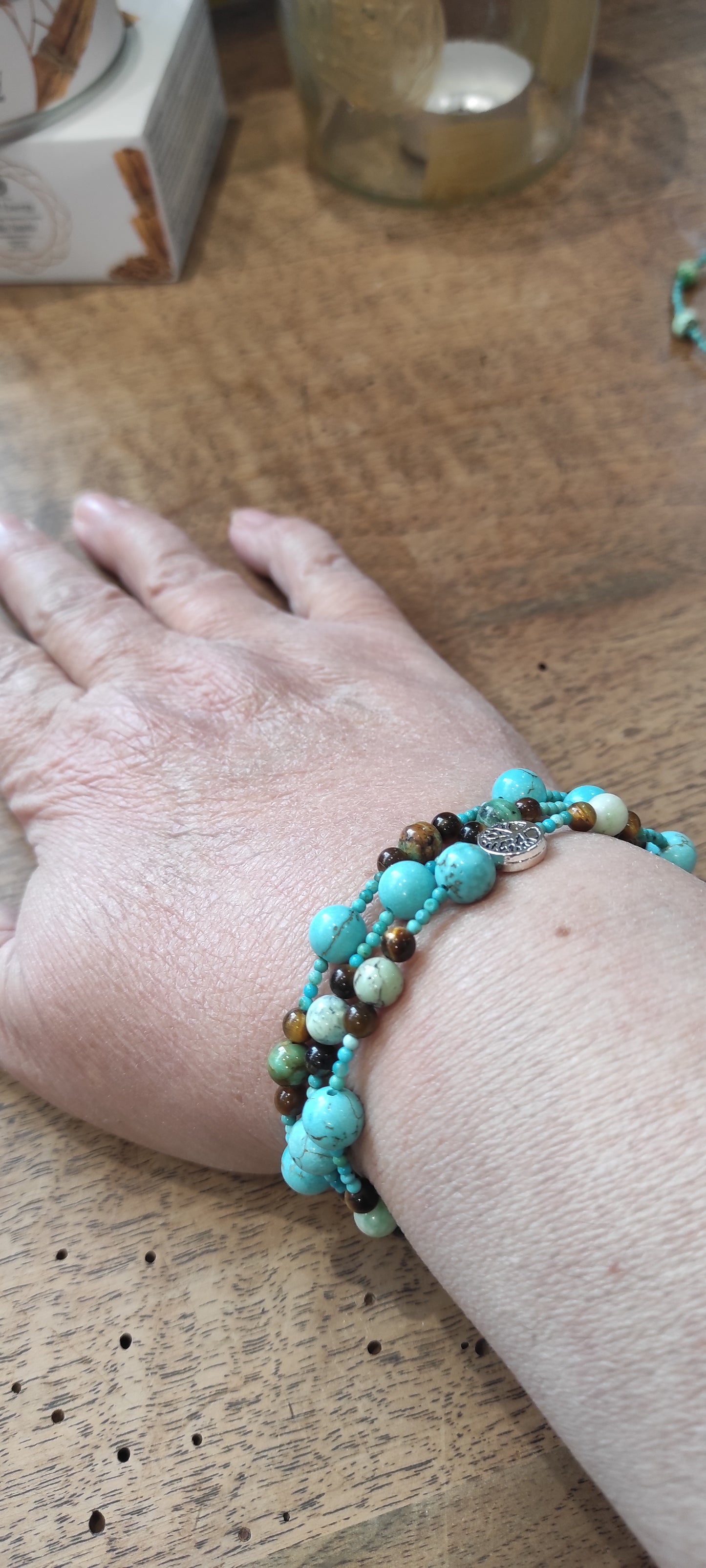 Bracelet Turquoise d'Arizona Variscite Oeil de tigré et Turquenite