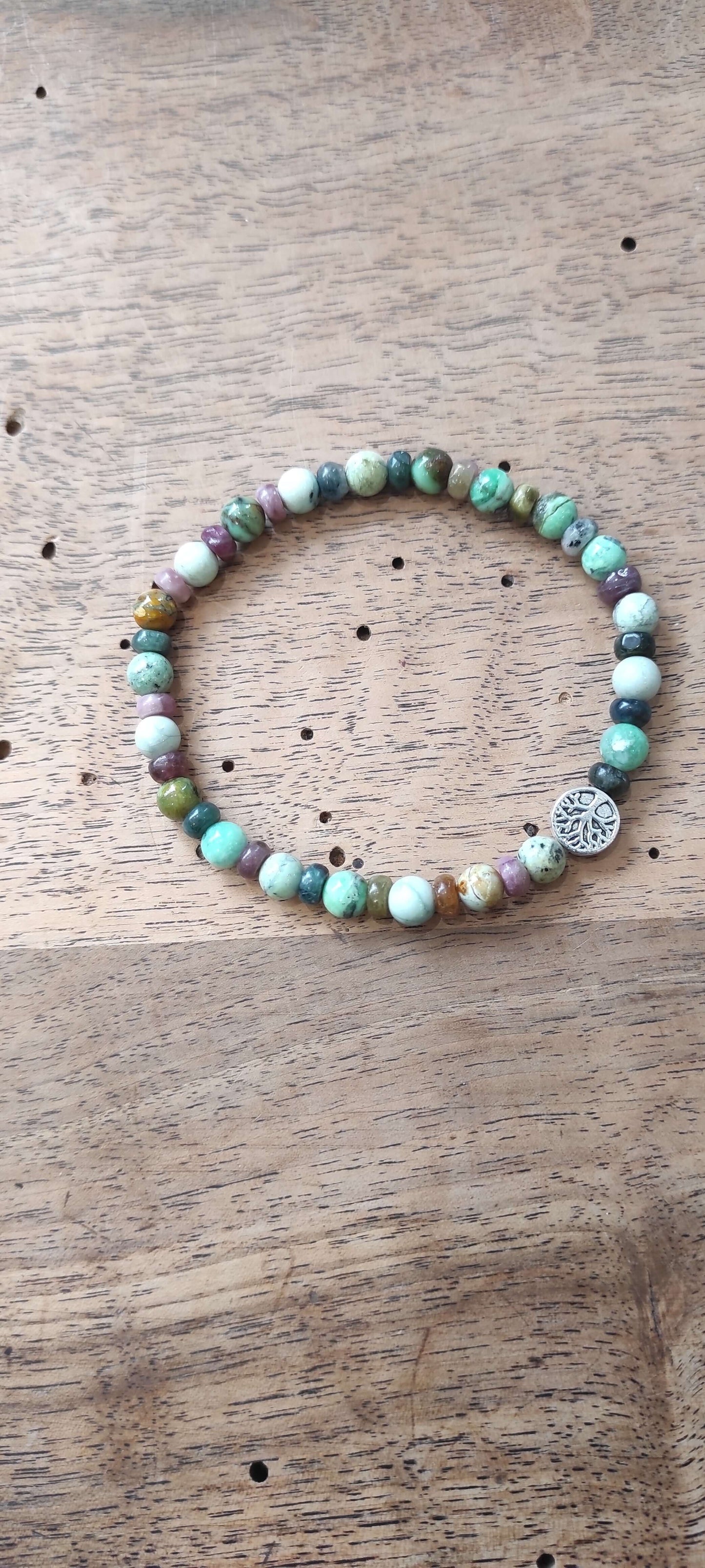 Bracelet en Variscite AA et Tourmaline multicolore Donuts AA