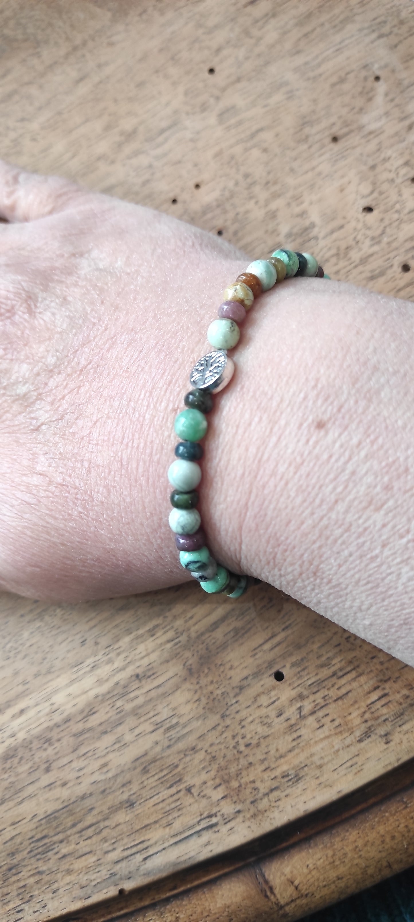 Bracelet en Variscite AA et Tourmaline multicolore Donuts AA